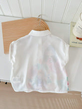 Young Girls' Loose Short Sleeve Shirt Top For Sporty Street Style, Spring & Summer